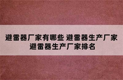 避雷器厂家有哪些 避雷器生产厂家 避雷器生产厂家排名